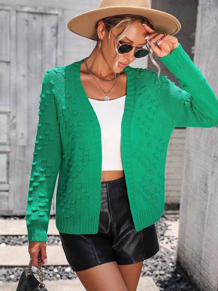 Green Stonehaven Textured Knit Cardigan