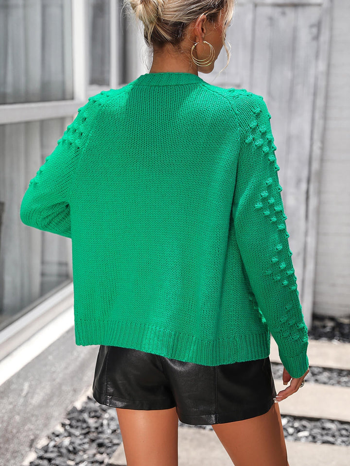 Green Stonehaven Textured Knit Cardigan
