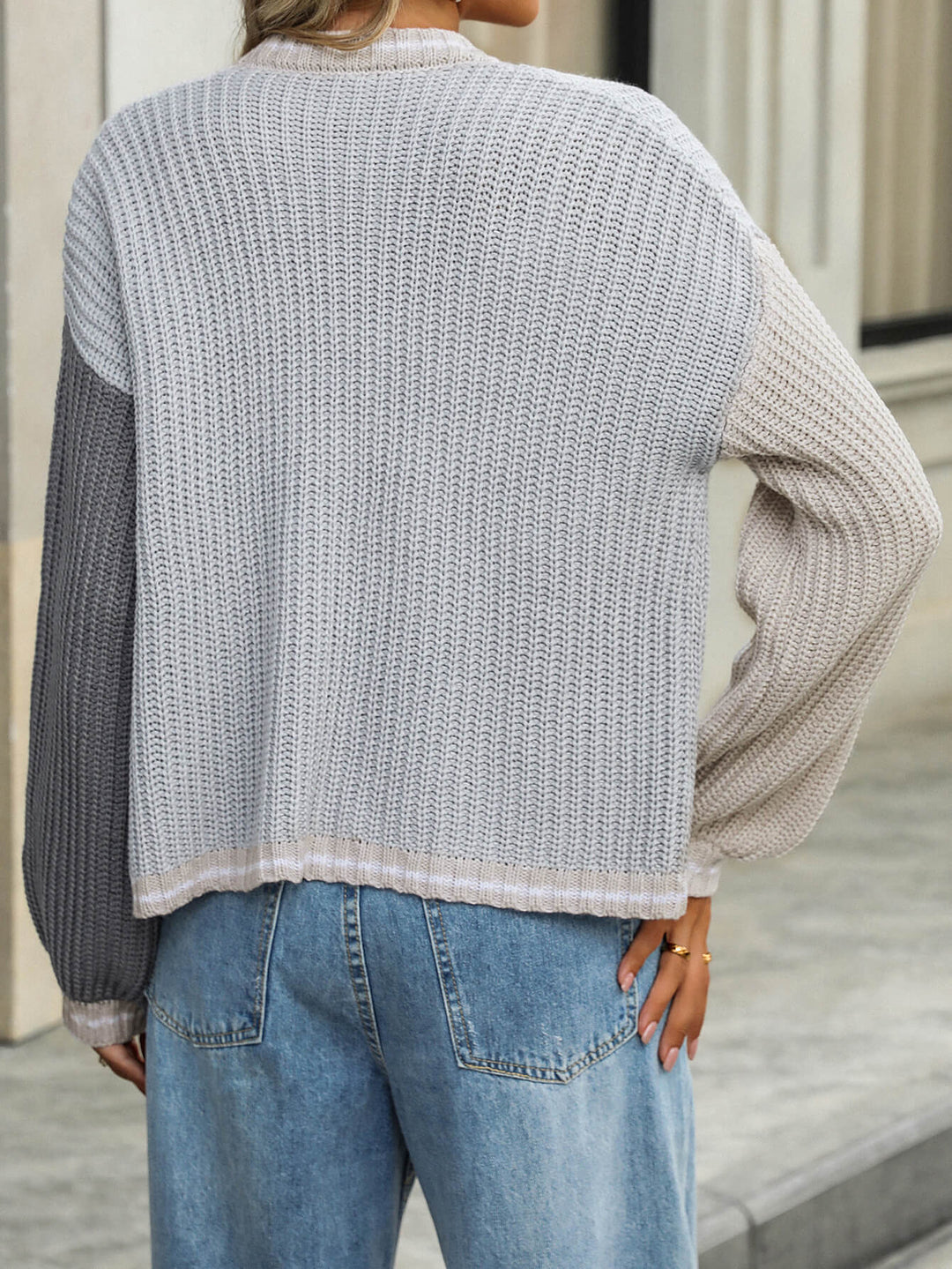 Grey Metro Dusk Colourblock Cardigan