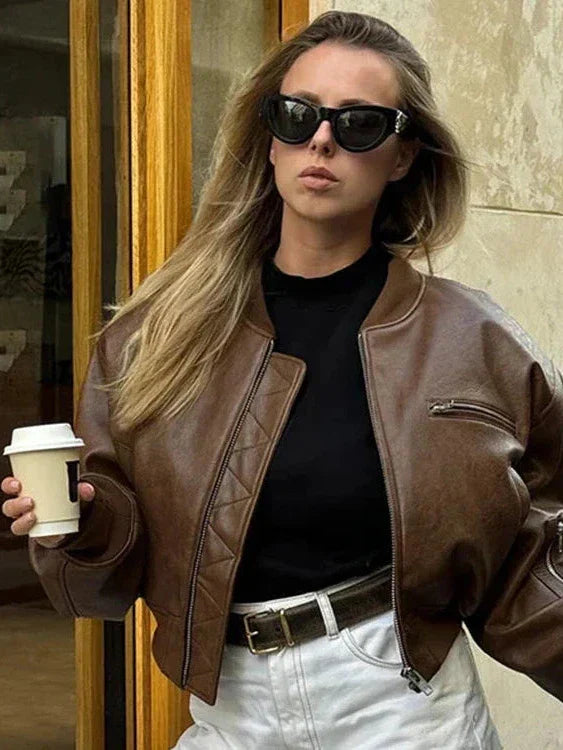 Camden Vintage Faux Leather Bomber