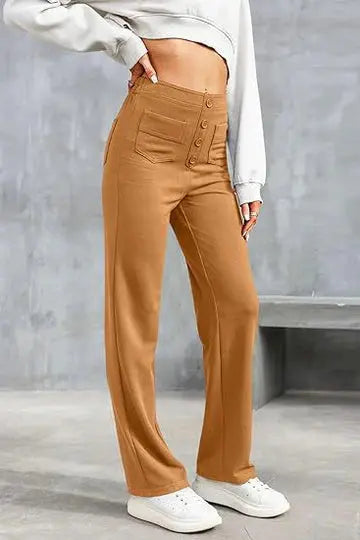 Harbour Street Wide-Leg Button Pants