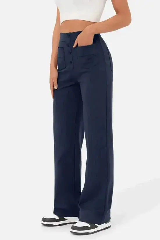 Harbour Street Wide-Leg Button Pants