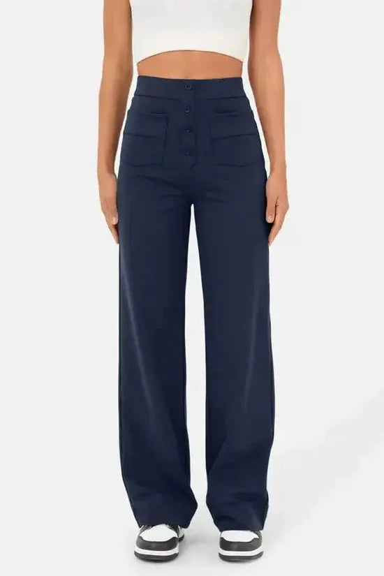 Harbour Street Wide-Leg Button Pants