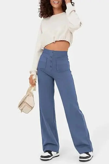 Harbour Street Wide-Leg Button Pants