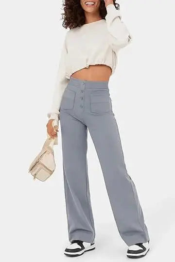 Harbour Street Wide-Leg Button Pants