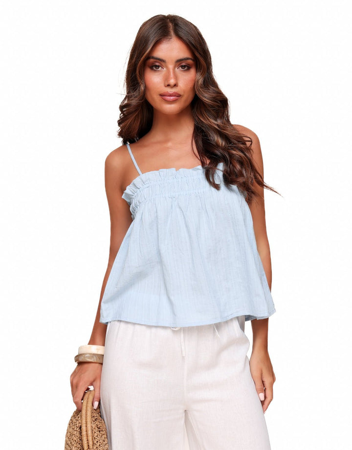 Light Blue Sleeveless Wide - Top