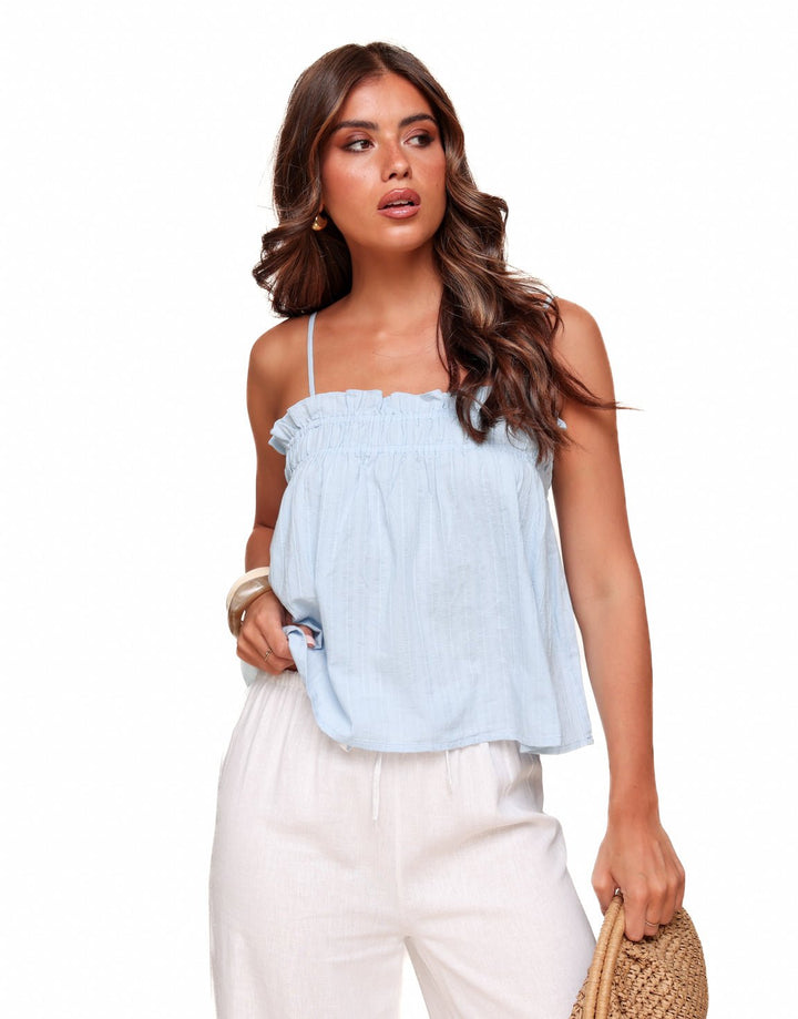 Light Blue Sleeveless Wide - Top