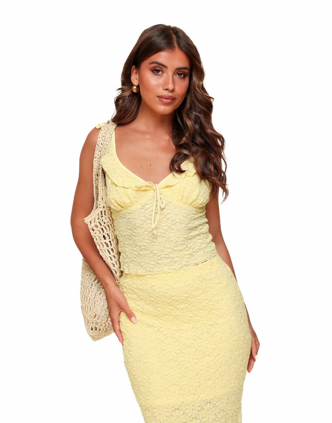 Light Yellow Detail V-neck - Top