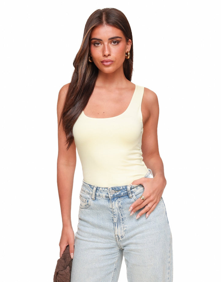 Light Yellow Sleeveless Basic - Top