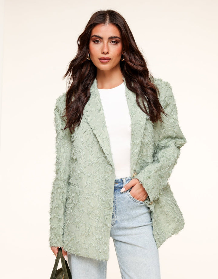 Light Green Detailed Oversized - Blazer