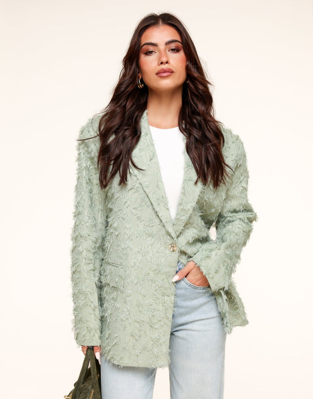 Light Green Detailed Oversized - Blazer
