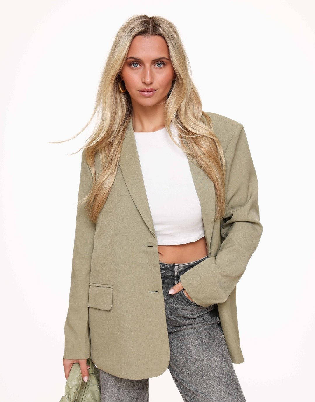 Light Green Open Back Oversized - Blazer