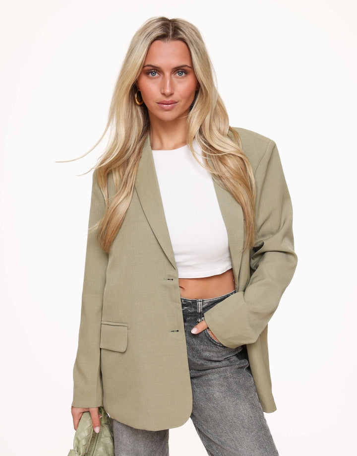 Light Green Open Back Oversized - Blazer