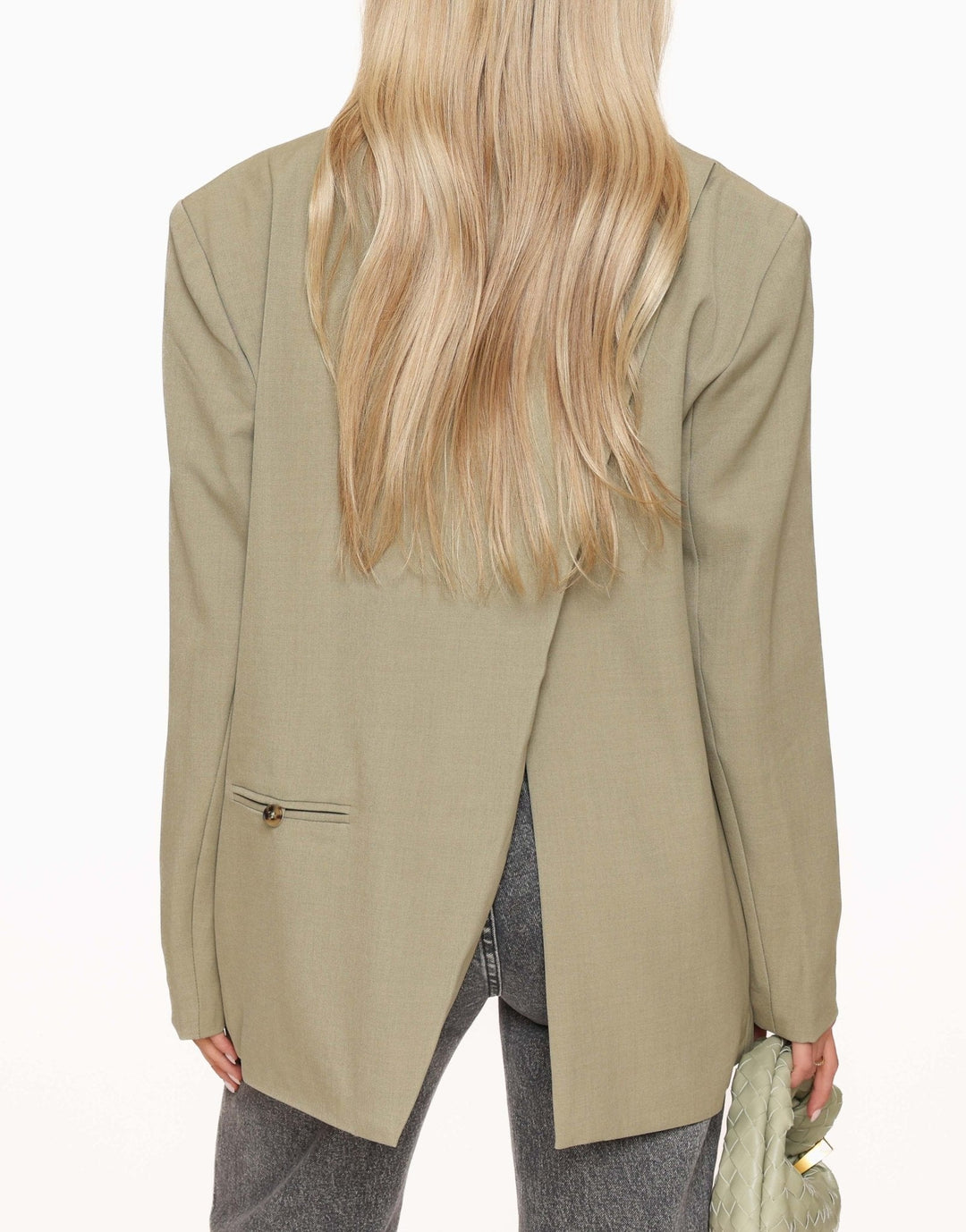 Light Green Open Back Oversized - Blazer