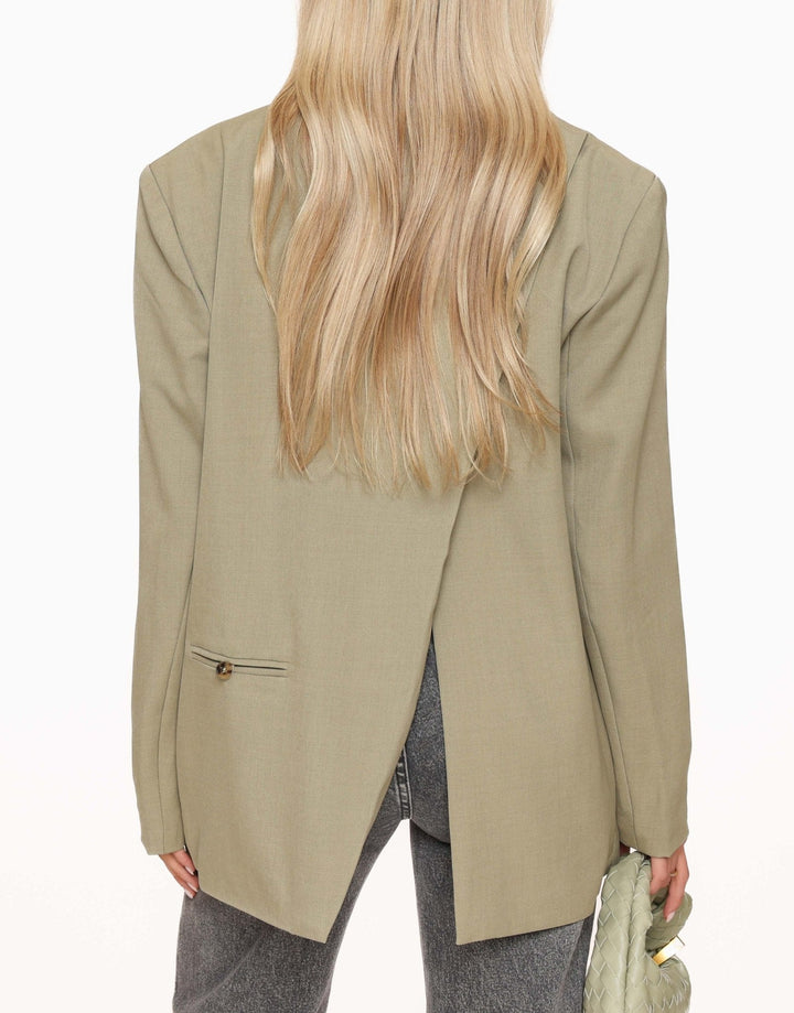 Light Green Open Back Oversized - Blazer