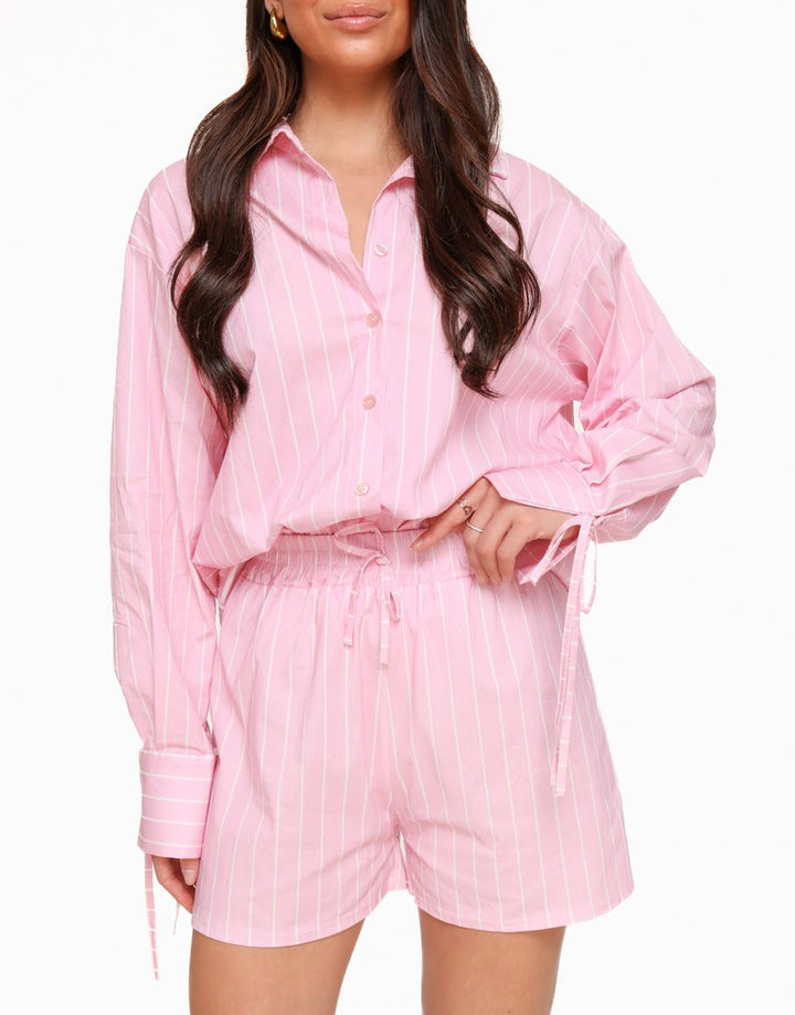 Light Pink Striped - Short