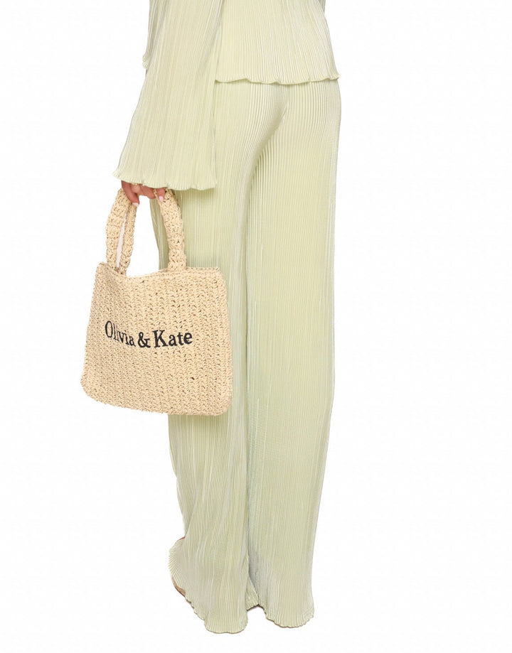 Mint Green Plisse Loose-fitting - Trousers