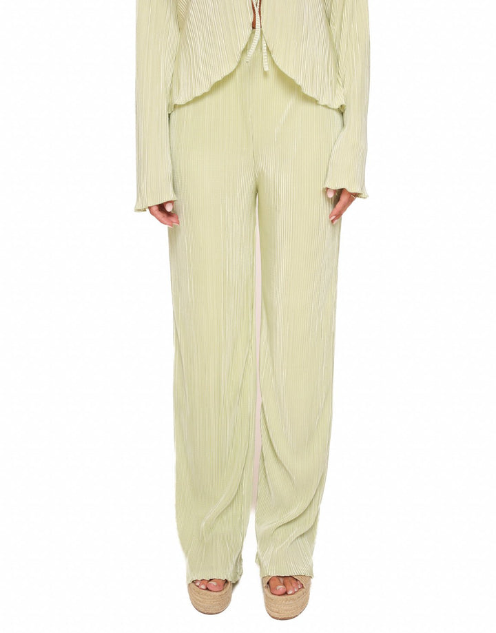 Mint Green Plisse Loose-fitting - Trousers