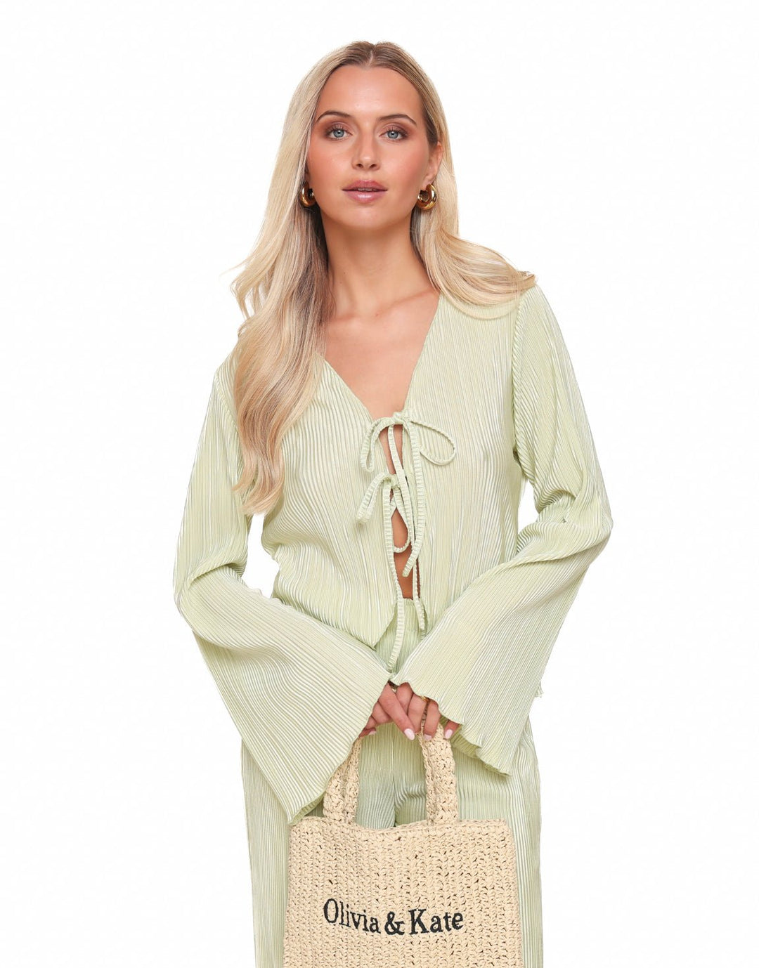 Mint Green Plisse Wrap - Top