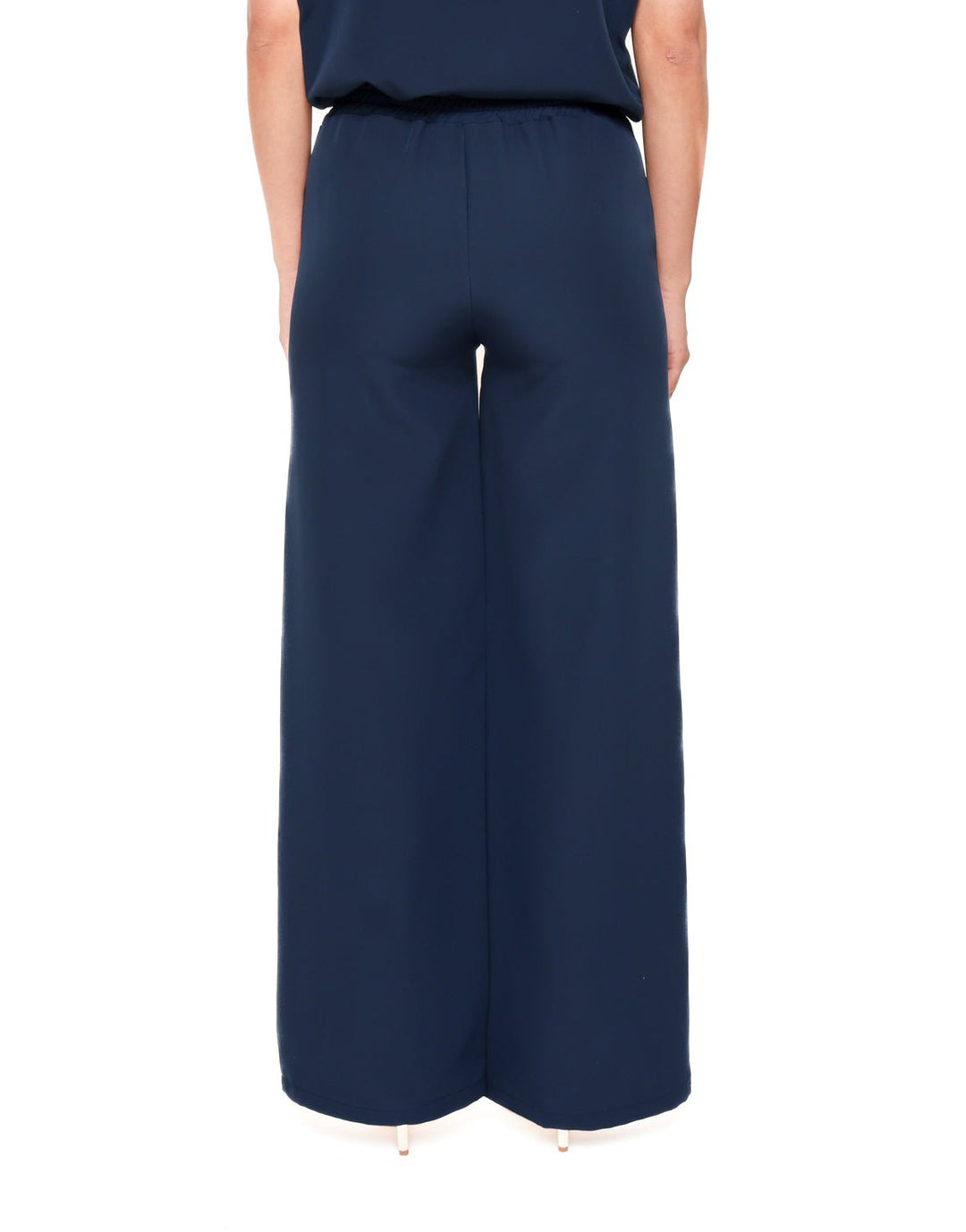 Navy Wide Elastic Waistband - Trousers