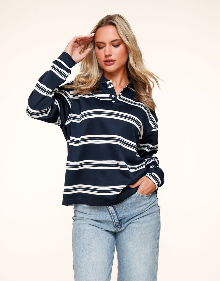 Navy Stripped LS - Sweater