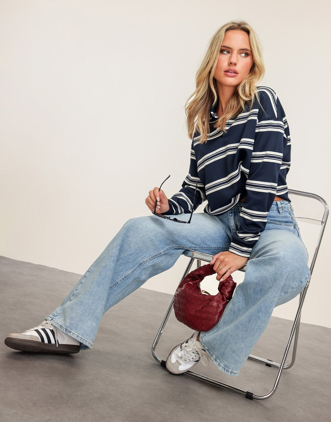 Navy Stripped LS - Sweater
