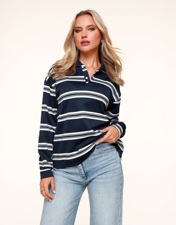 Navy Stripped LS - Sweater