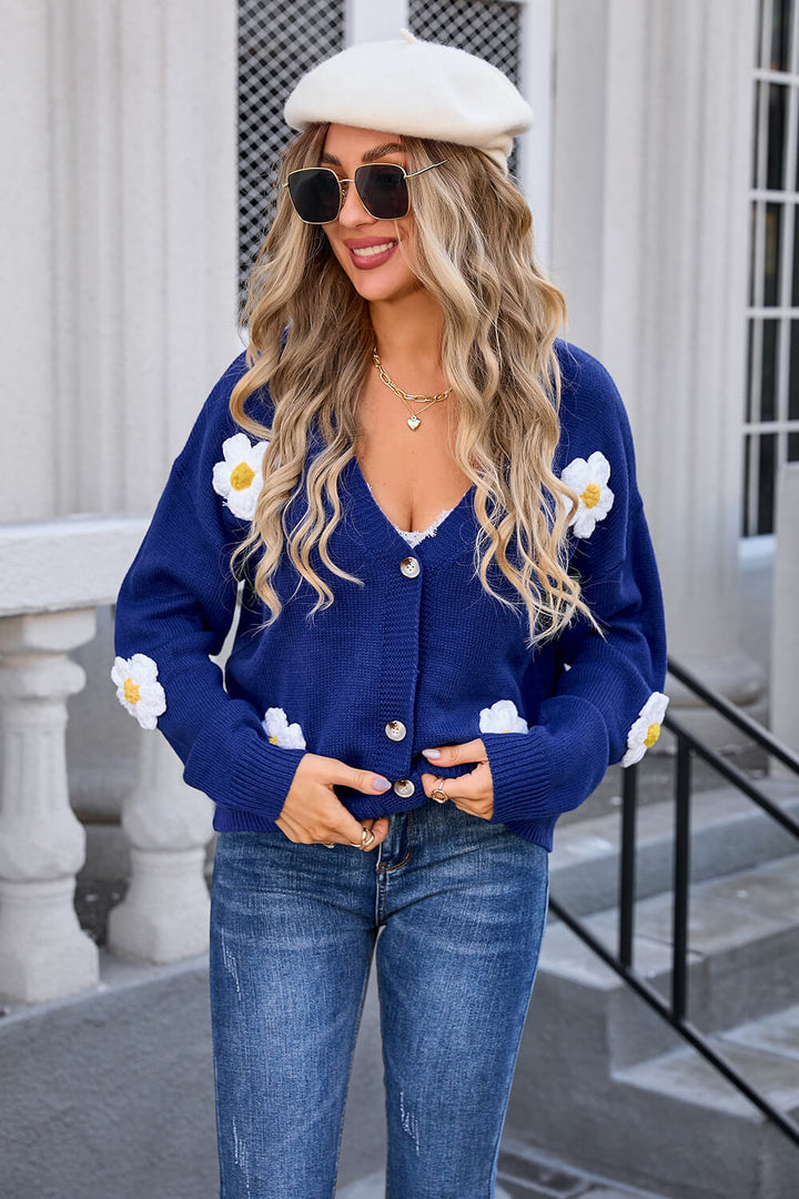 Navy Meadow Charm Knit Cardigan