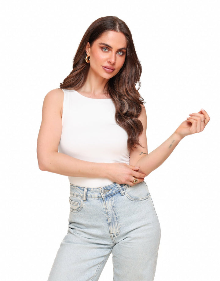 Creme Omkeerbare Mouwloze Basic - Top
