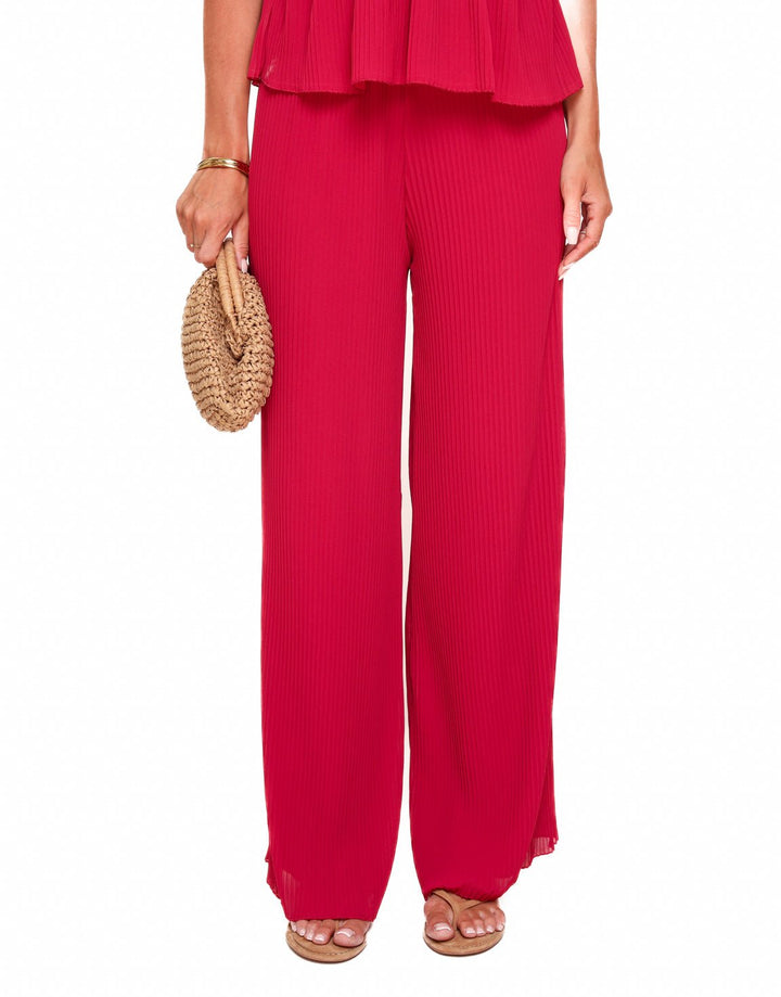 Red Plisse - Trousers