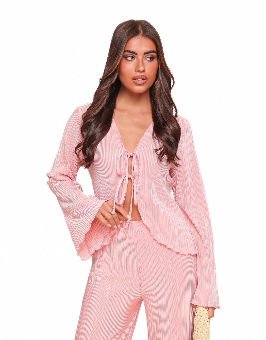 Pink Plisse Wrap - Top