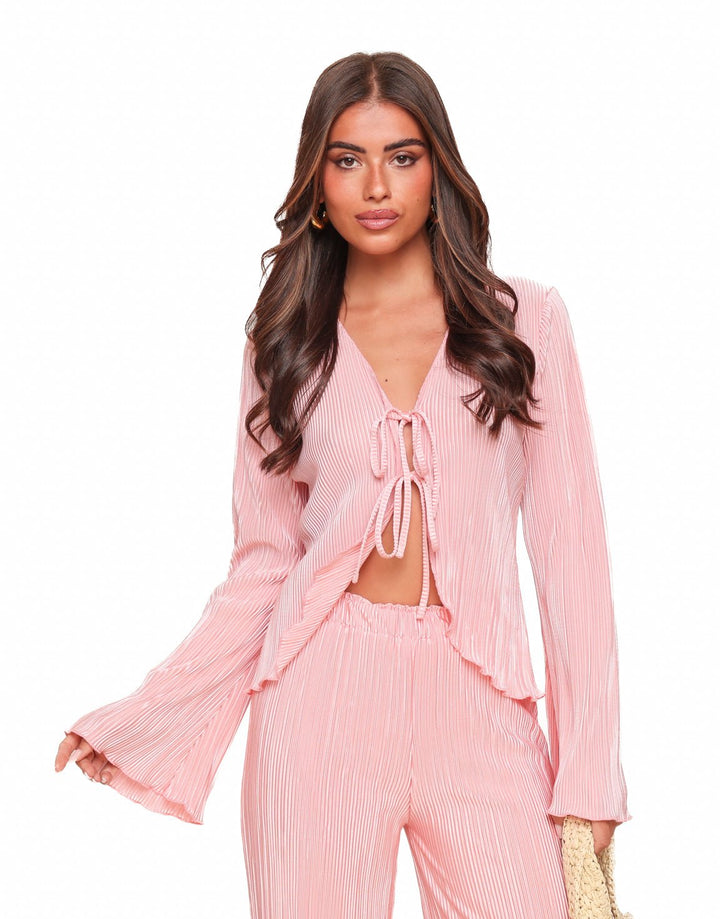 Pink Plisse Wrap - Top