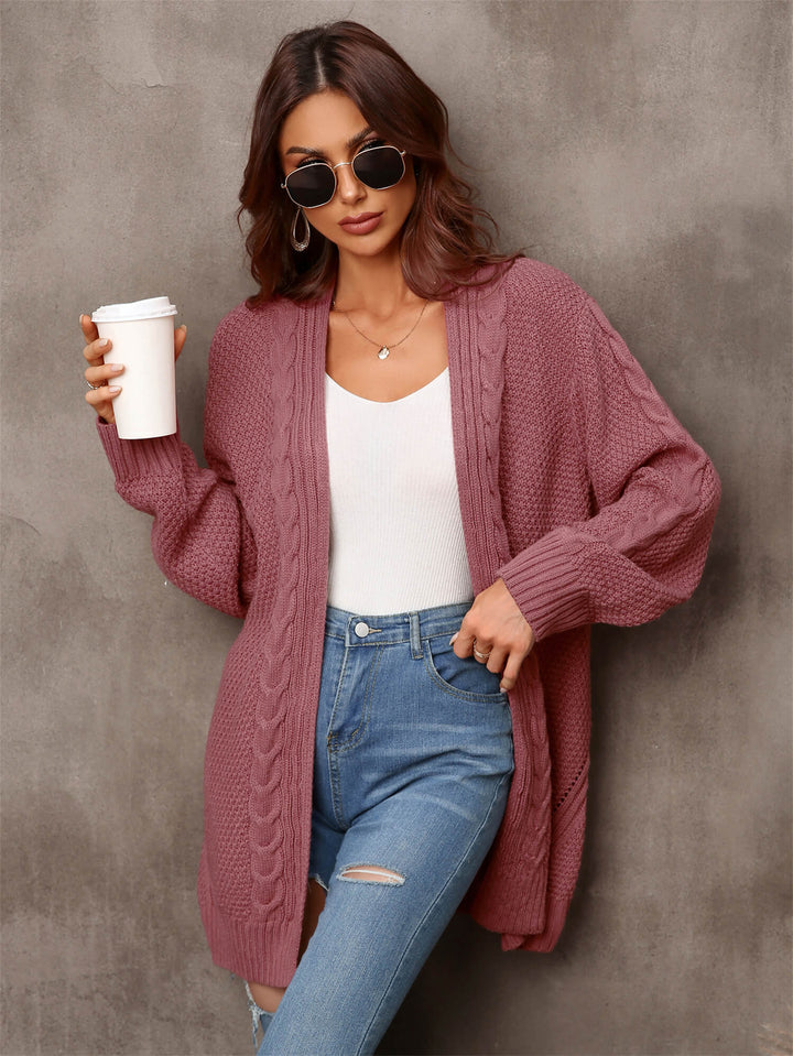 Rust Willow Breeze Cable Knit Cardigan