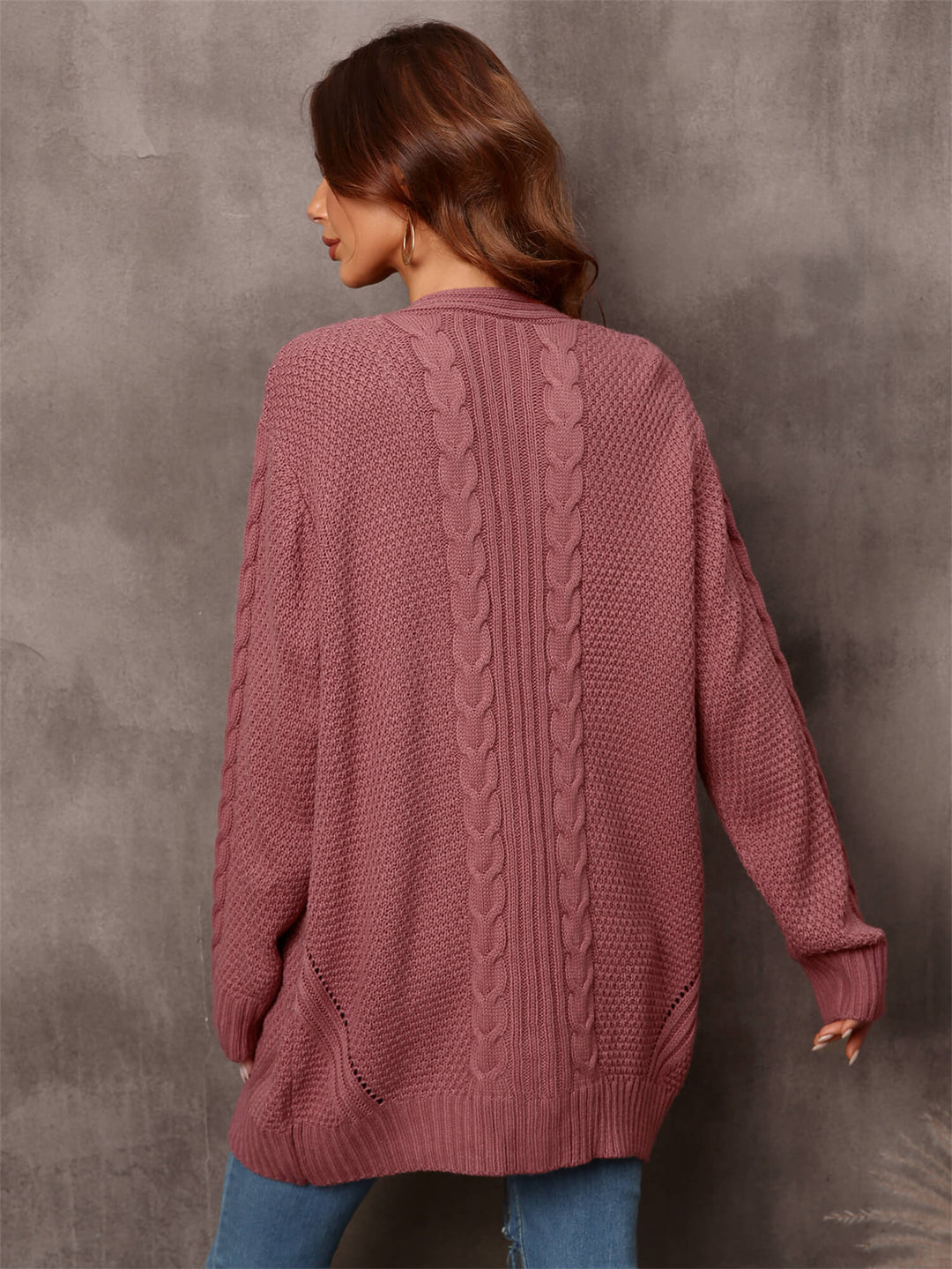 Rust Willow Breeze Cable Knit Cardigan
