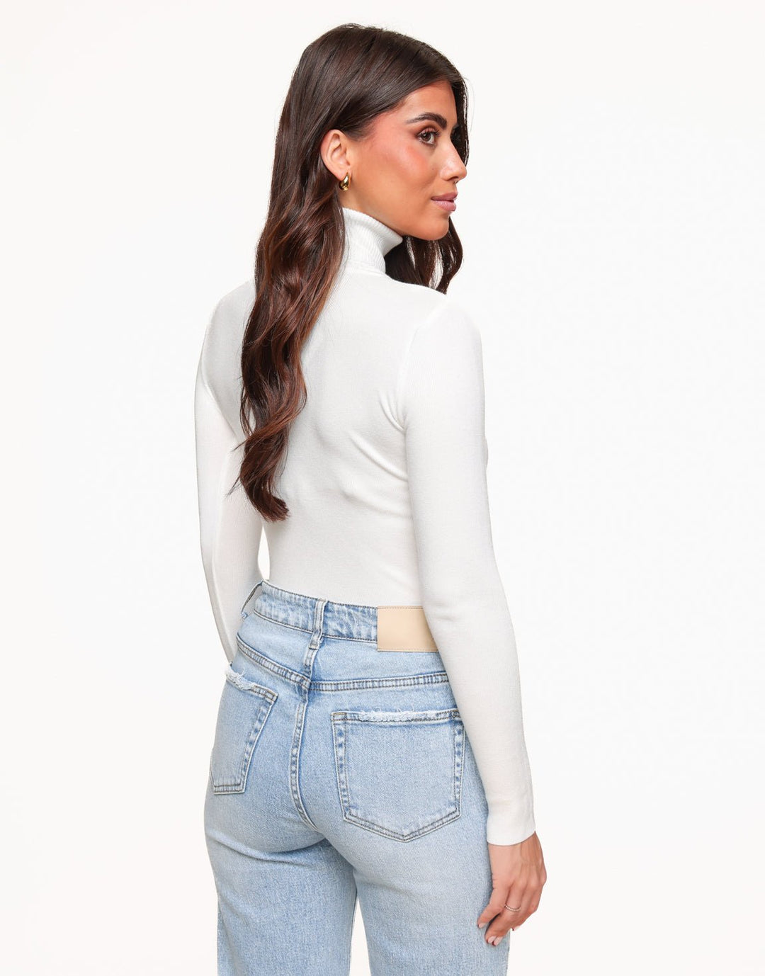 White Basic Turtleneck - Top