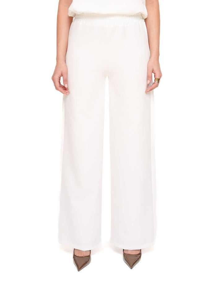 White Wide Elastic Band - Trousers