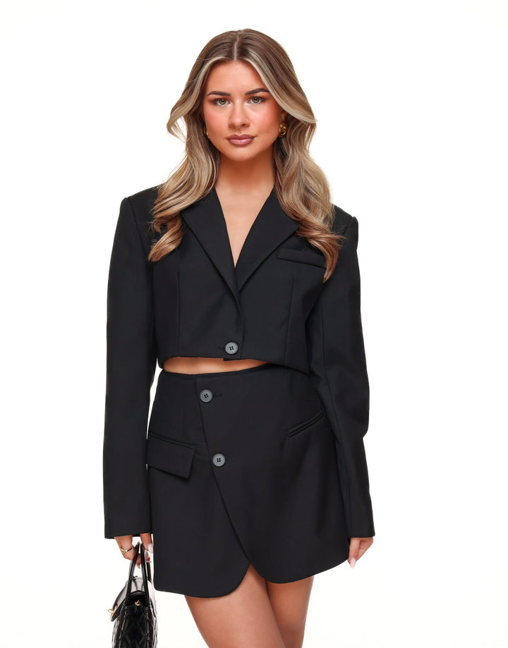 Black Diagonal Buttons - Skort